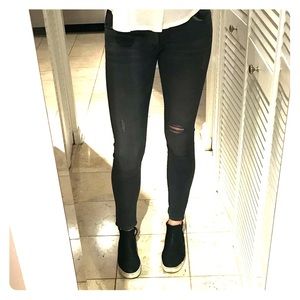 Distressed Cropped Grey Denim Size 27 Hudson